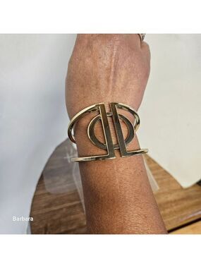 Gold-tone Geometric Hinged Cuff Bracelet